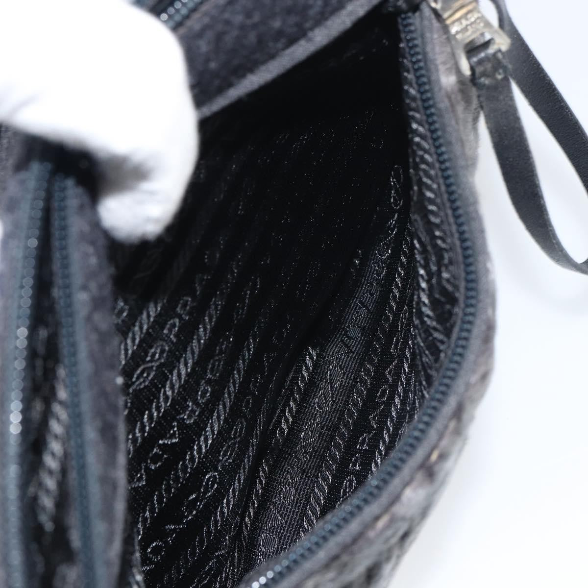 Prada Vintage Shoulder Bag Wool, BLACK, WOOL, Shoulder bag