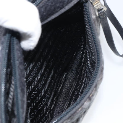 Prada Vintage Shoulder Bag Wool, BLACK, WOOL, Shoulder bag