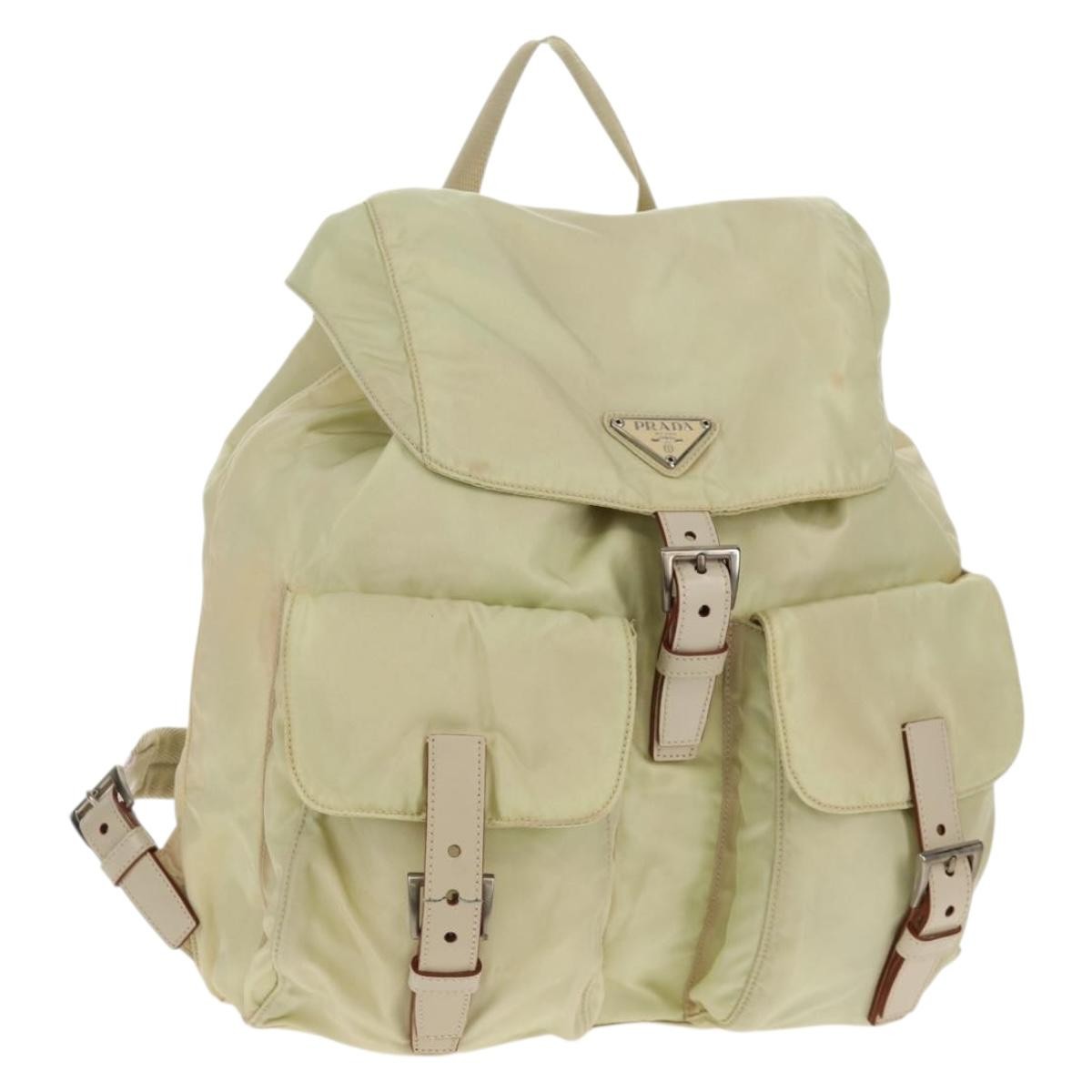 Prada Sac à dos Re-nylon nylon, BEIGE, NYLON, Backpack