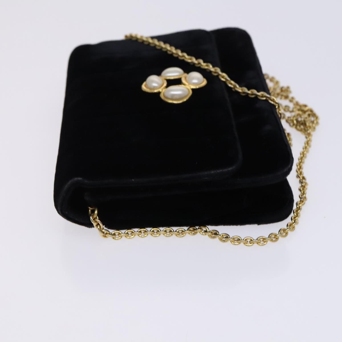 Chanel Wallet on Chain Quilted Velvet, BLACK, VELVET, Shoulder bag