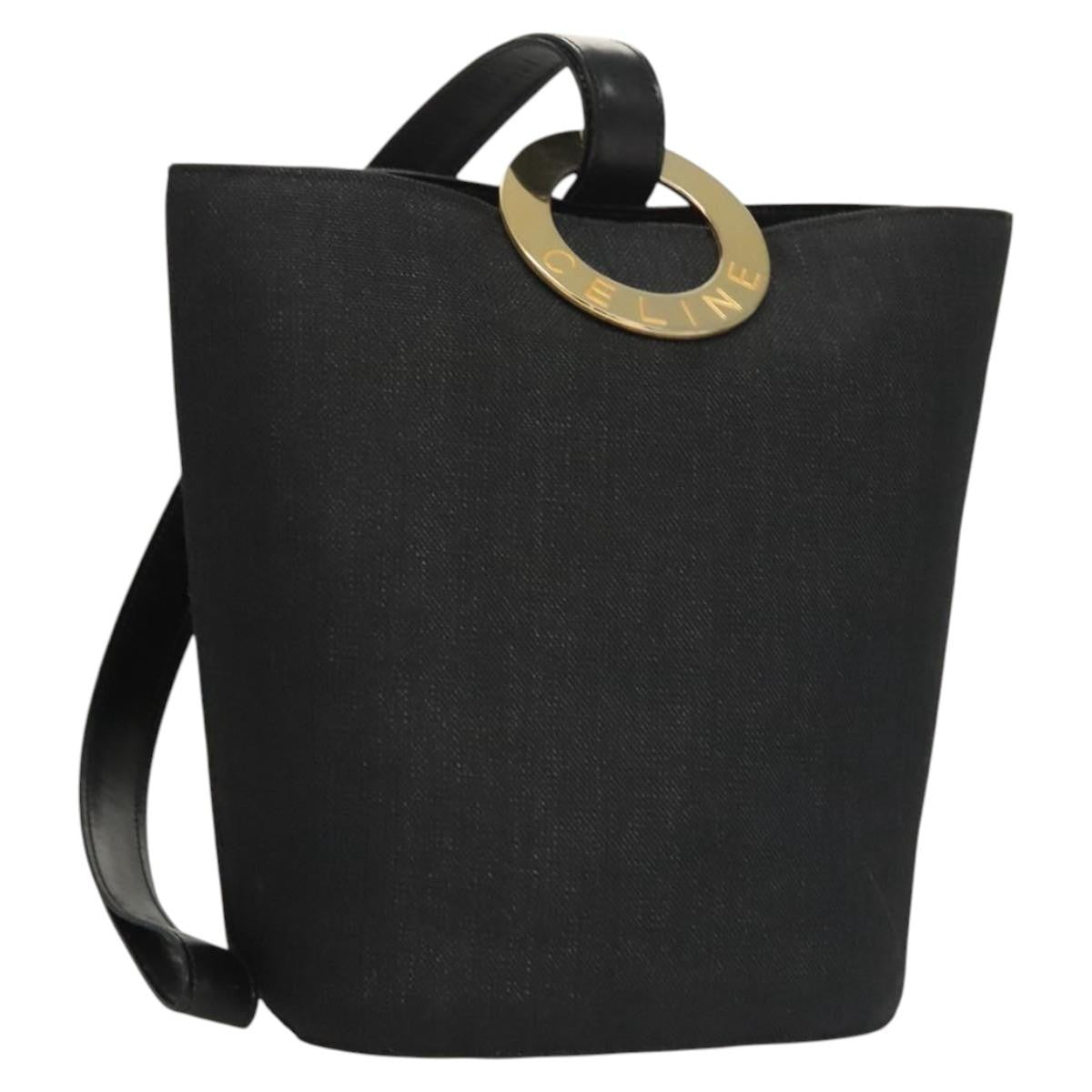 Celine Circle logo Canvas, BLACK, CANVAS, Shoulder bag