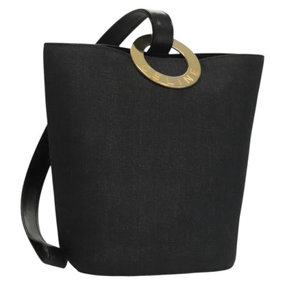 Celine Circle logo Canvas, BLACK, CANVAS, Shoulder bag