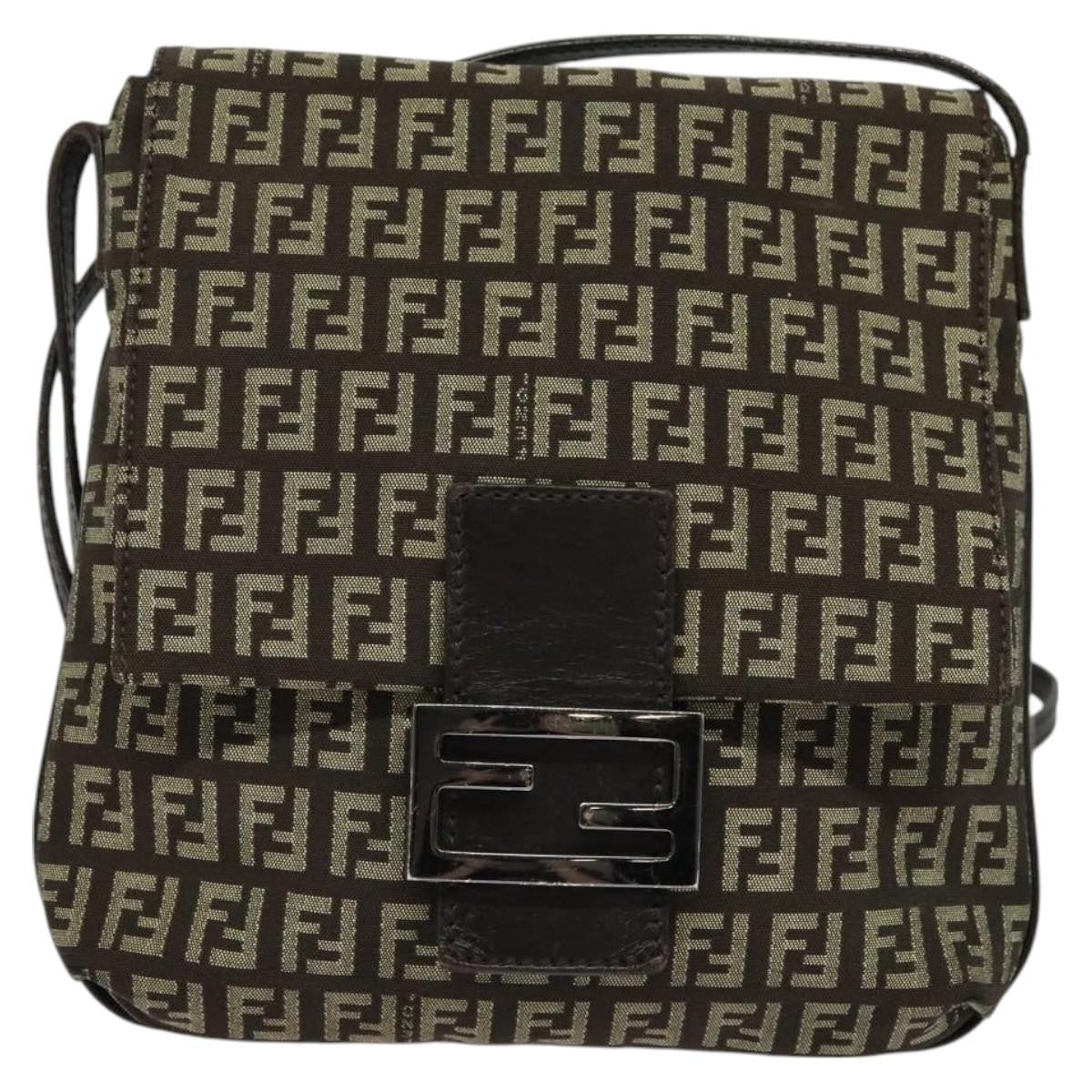 Fendi Mamma Baguette Shoulder Bag Canvas, BROWN, CANVAS, Shoulder bag