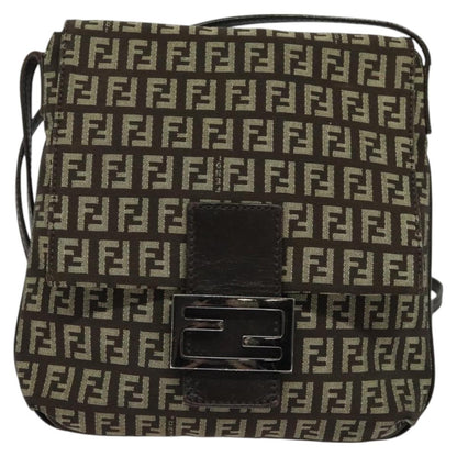 Fendi Mamma Baguette Shoulder Bag Canvas, BROWN, CANVAS, Shoulder bag