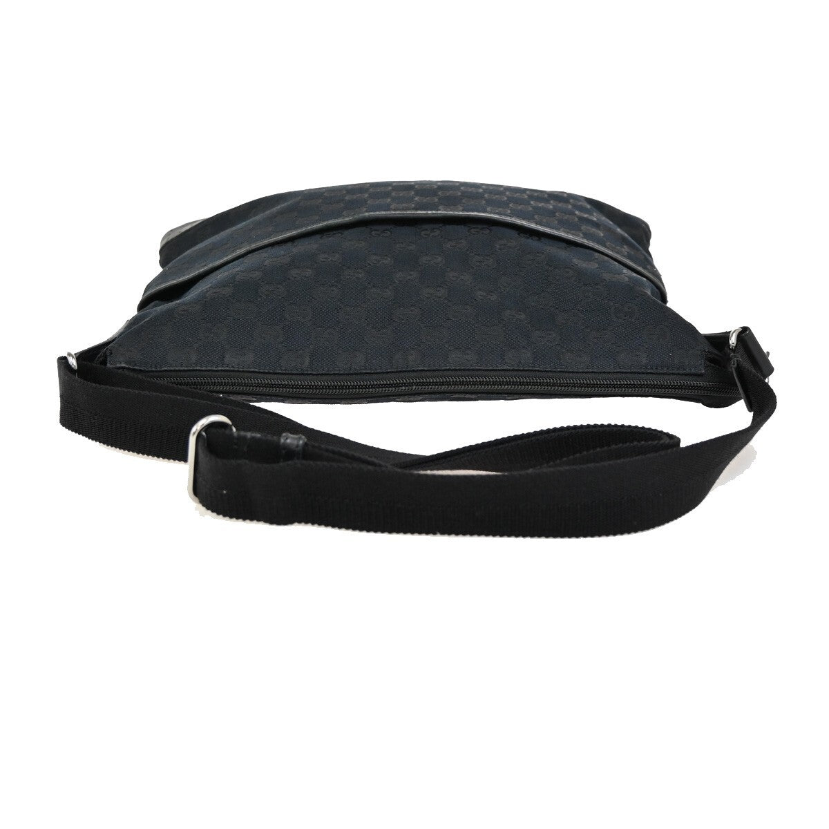 Gucci Zip Messenger Bag GG Denim, BLACK, CANVAS, Crossbody bag