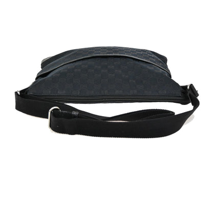 Gucci Zip Messenger Bag GG Denim, BLACK, CANVAS, Crossbody bag