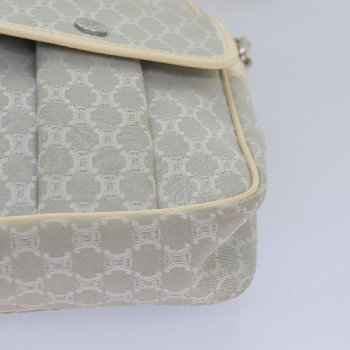 Celine Vintage Macadam Shoulder Bag Canvas and Leather, GRAY, CANVAS, Shoulder bag