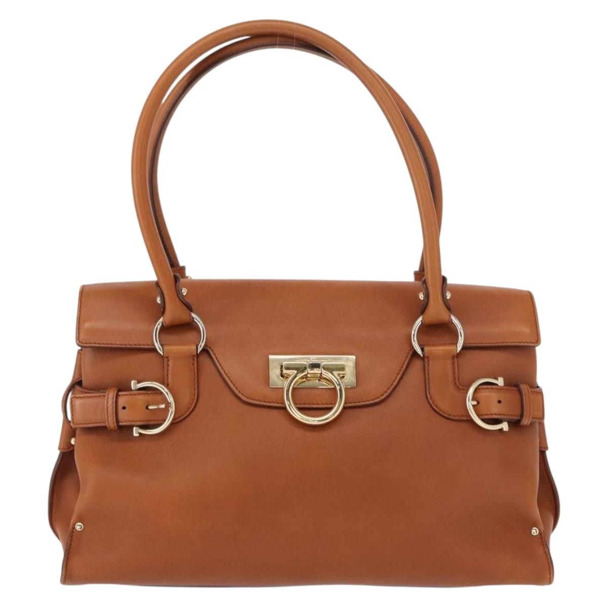 Salvatore Ferragamo Virna Satchel Leather, BROWN, LEATHER, Shoulder bag