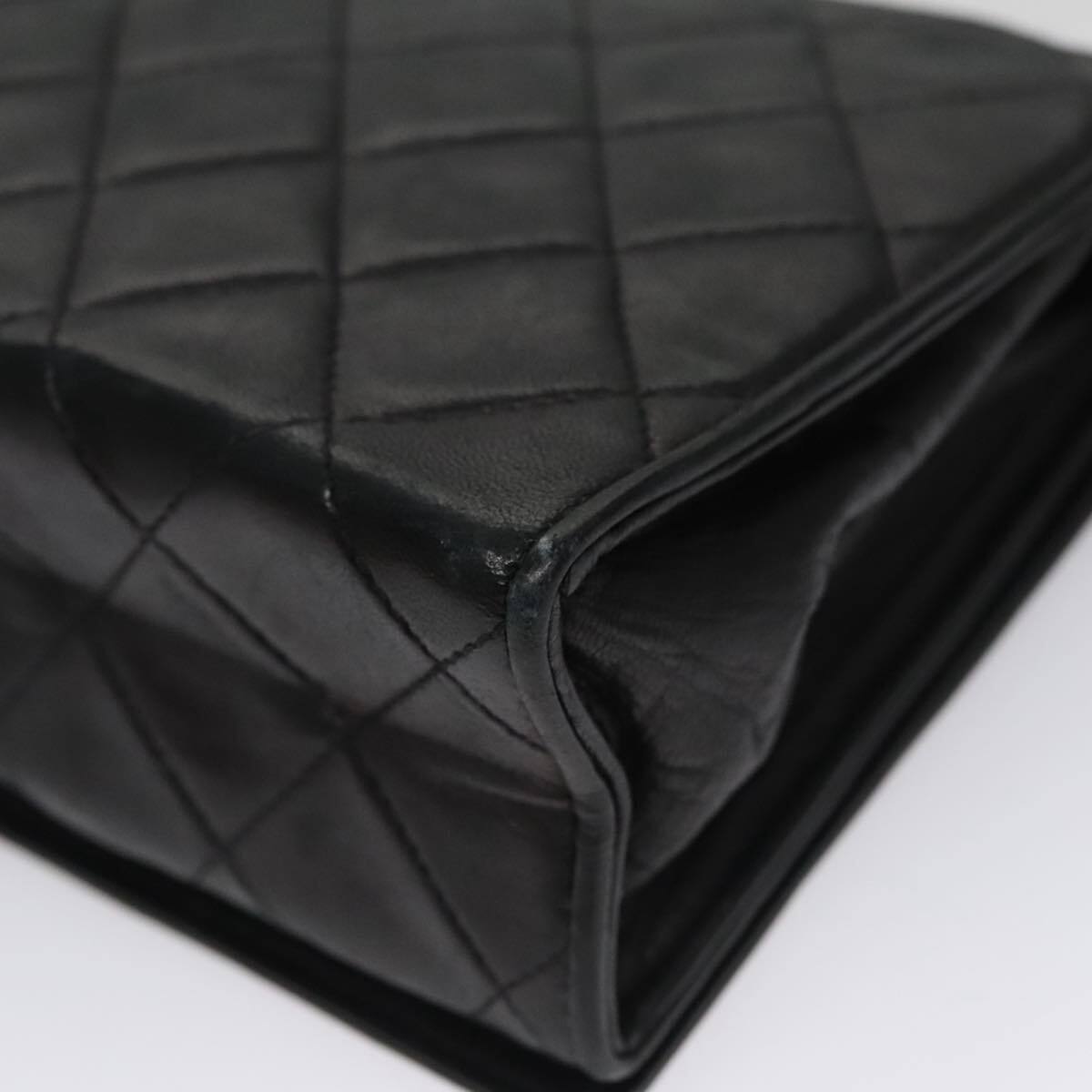 Chanel Vintage Full Flap Shoulder Bag Leather, BLACK, LEATHER, Shoulder bag