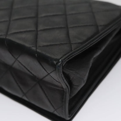 Chanel Vintage Full Flap Shoulder Bag Leather, BLACK, LEATHER, Shoulder bag