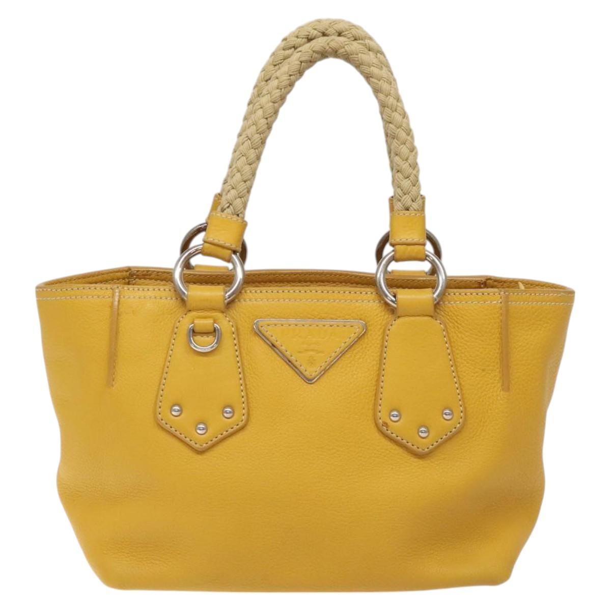Prada Vintage Handbag Leather, YELLOW, LEATHER, Handbag