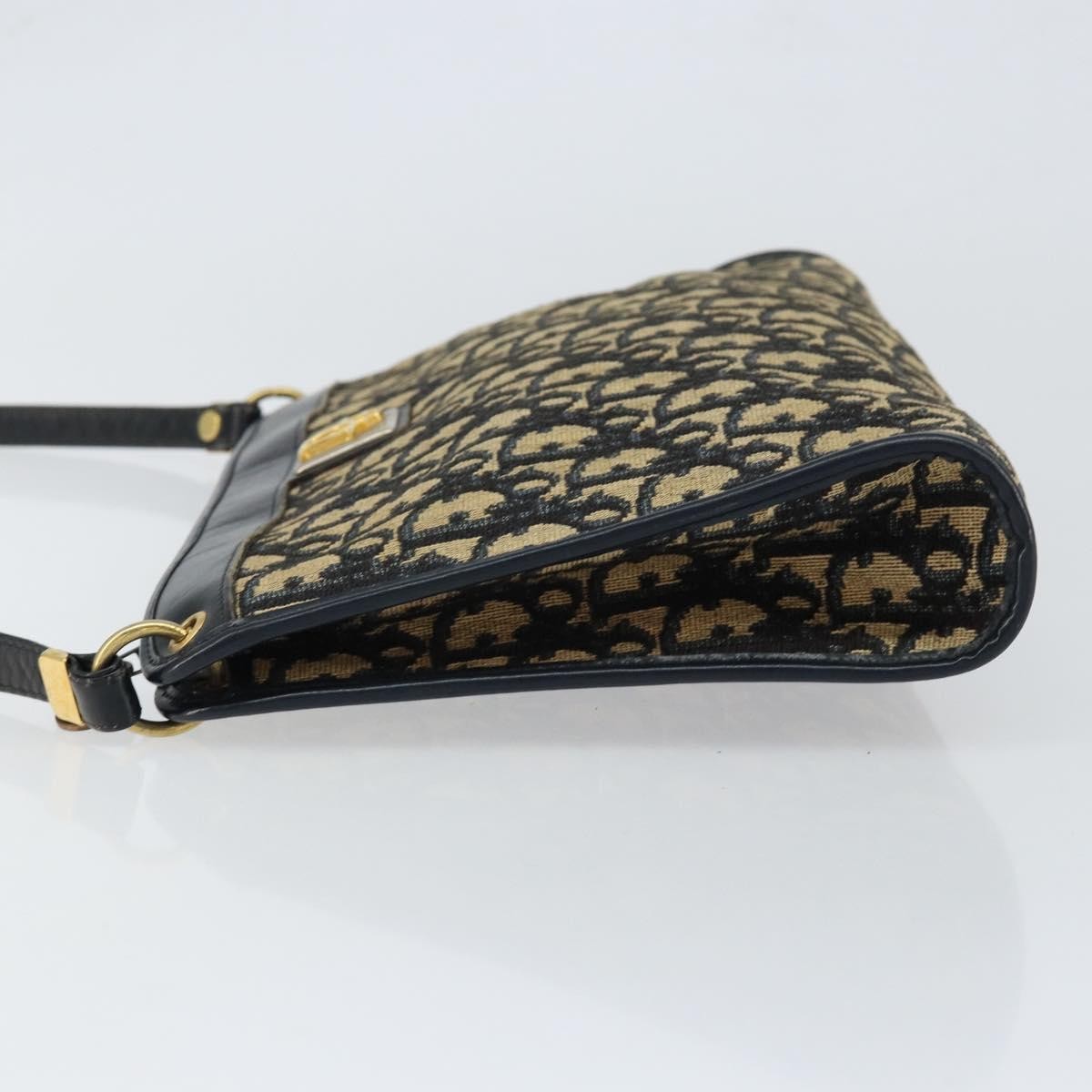 Christian Dior Vintage Trotter Shoulder Bag Canvas, NAVY, CANVAS, Shoulder bag