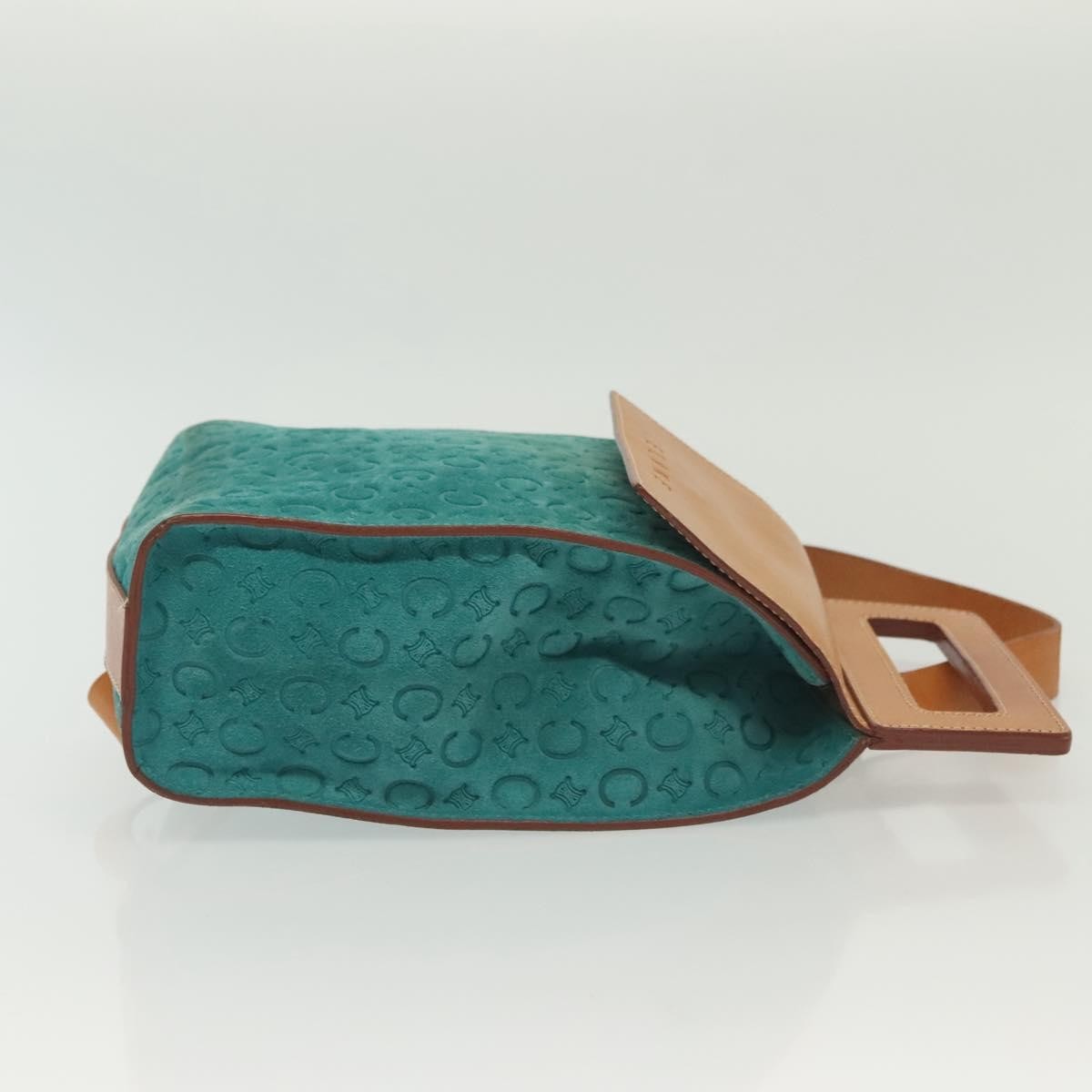 Celine Macadam Shoulder Bag Canvas, TURQUOISE, SUEDE, Shoulder bag