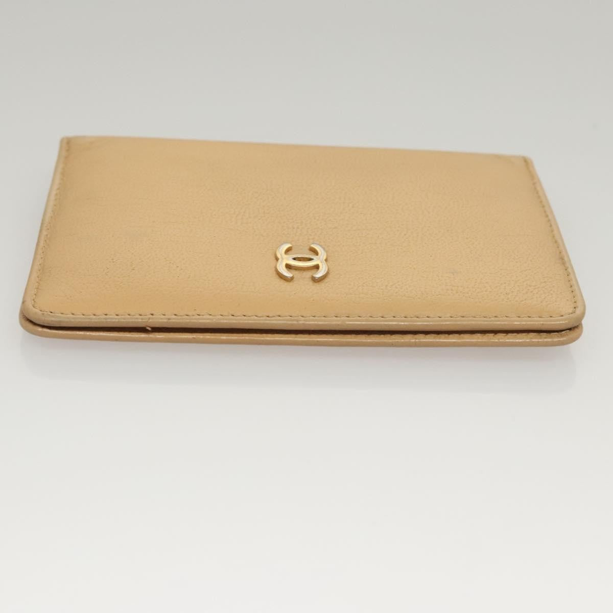 Chanel CC Card Case Leather, BEIGE, LEATHER, Card Holders