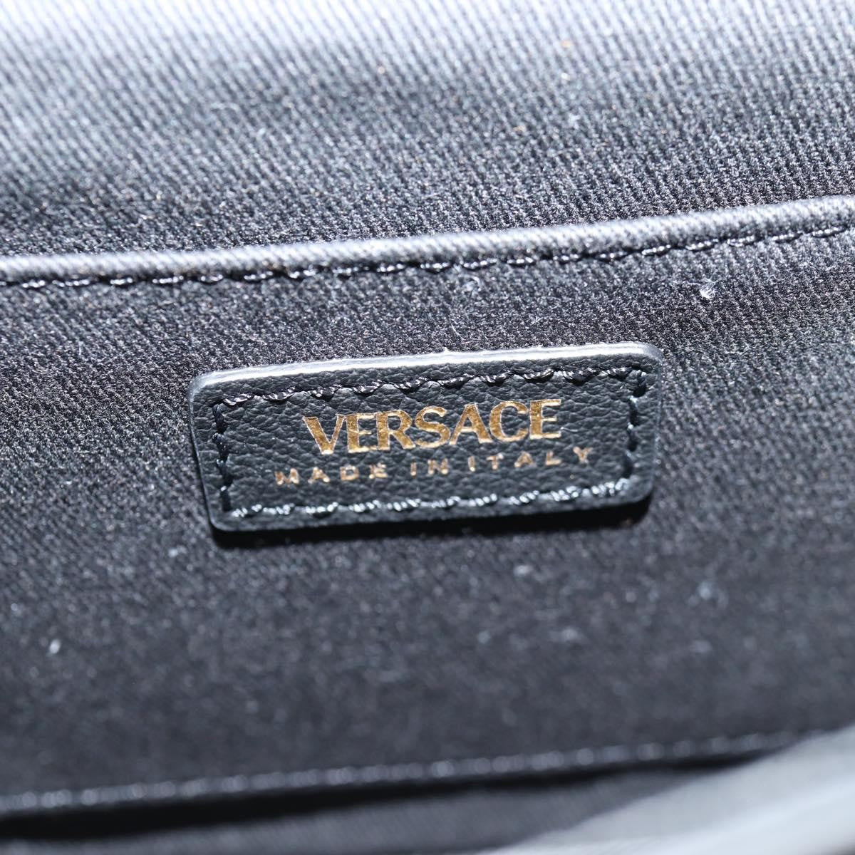 Versace Virtus Flap Messenger Bag Leather, BLACK, LEATHER, Crossbody bag