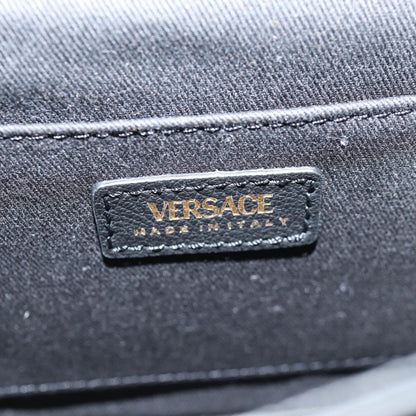 Versace Virtus Flap Messenger Bag Leather, BLACK, LEATHER, Crossbody bag