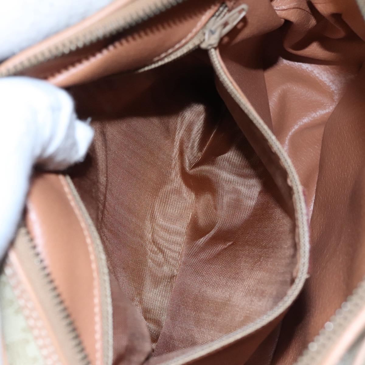 Celine Vintage Macadam Shoulder Bag Canvas and Leather, BEIGE, CANVAS, Shoulder bag