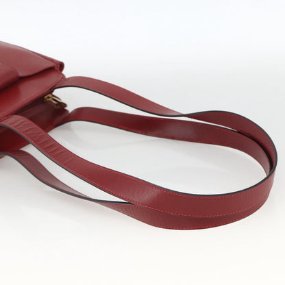 Celine Circle logo Leather, Burgundy, Leather, Tote Bag