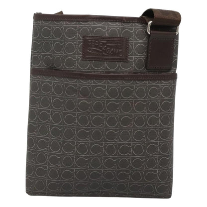 Salvatore Ferragamo Gancini Shoulder Bag Canvas, BROWN, CANVAS, Shoulder bag