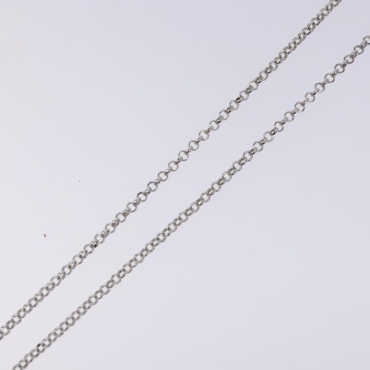 Christian Dior Vintage D Logo & Heart Charm Necklace Metal with Crystals, SILVER, METAL, Necklace