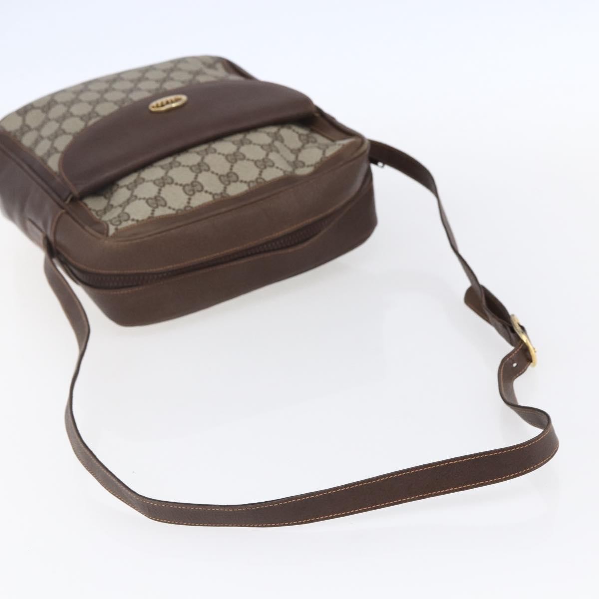 Gucci Front Pocket Messenger Bag GG Canvas with Leather, BEIGE, CANVAS, Shoulder bag