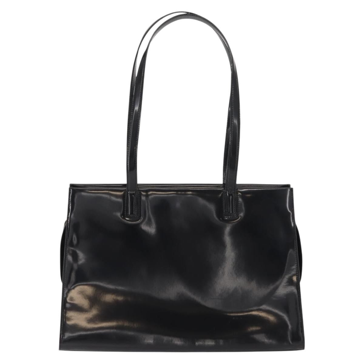 Salvatore Ferragamo Gancini Tote Patent leather, BLACK, PATENT_LEATHER, Tote bag