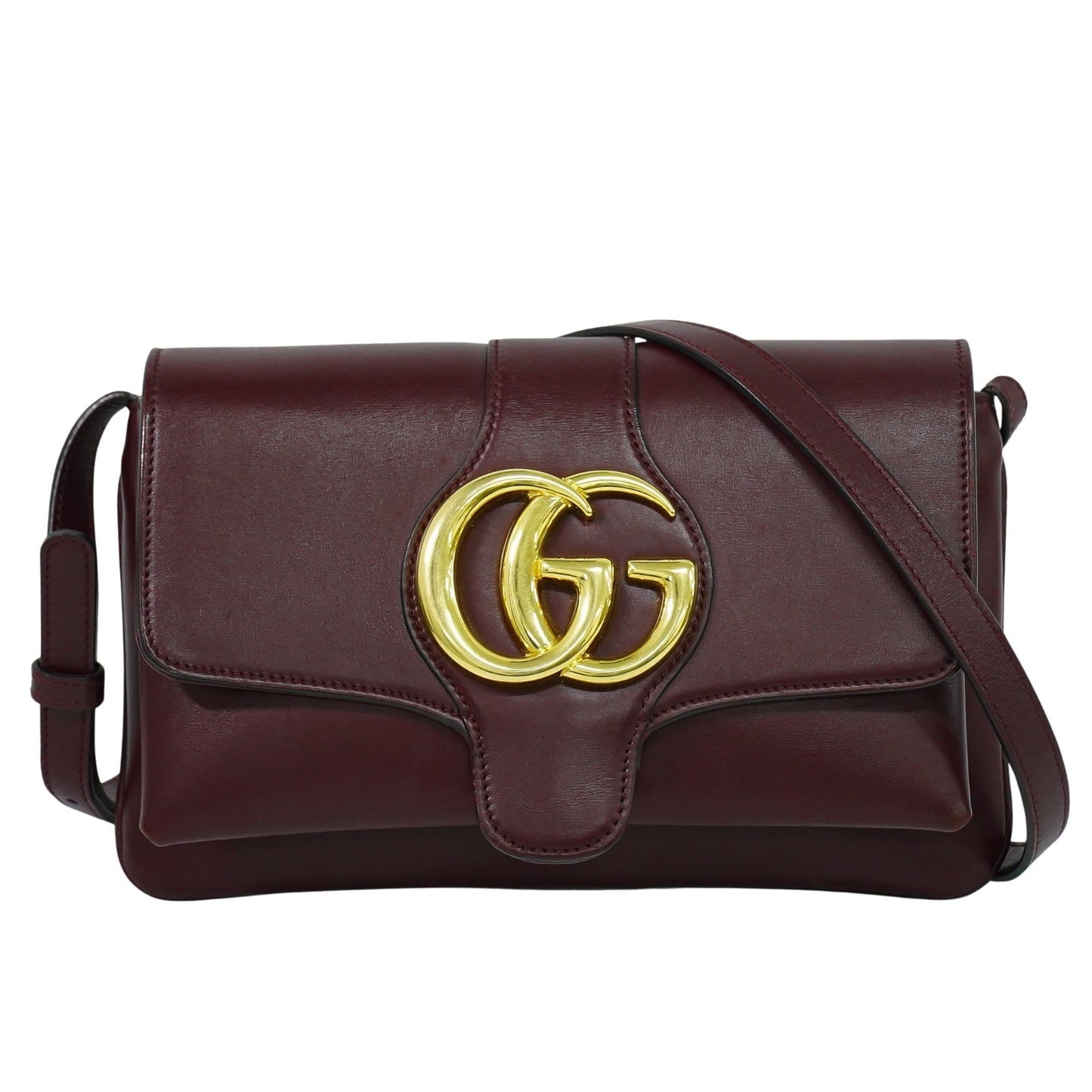Gucci Arli Shoulder Bag Leather, BURGUNDY, LEATHER, Shoulder bag
