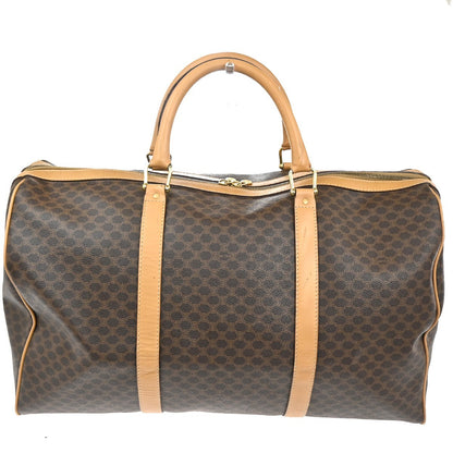 Celine Vintage Duffle Bag Macadam Coated Canvas, BROWN, PVC, Travel bag