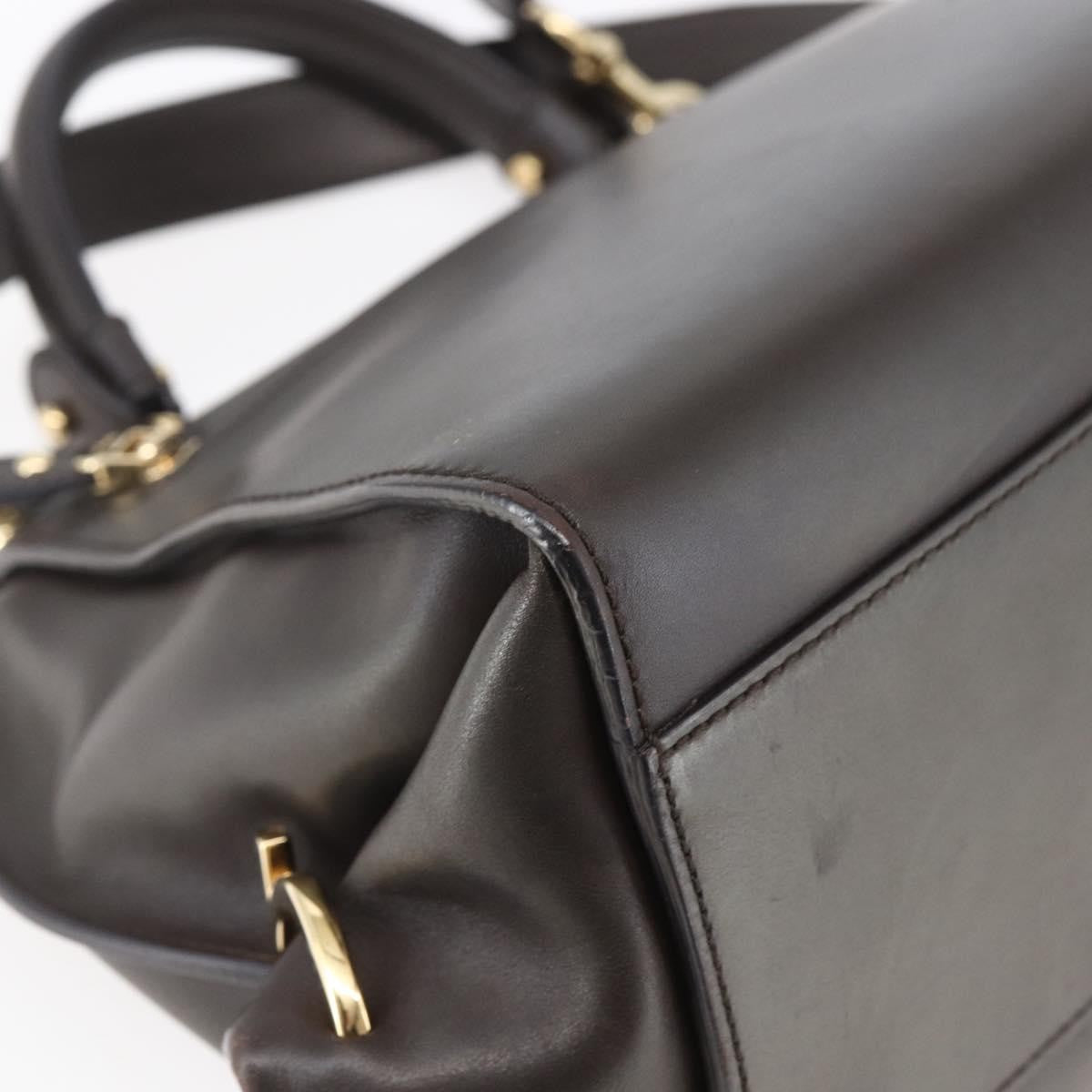 Salvatore Ferragamo Sofia Satchel Leather, BROWN, LEATHER, Handbag