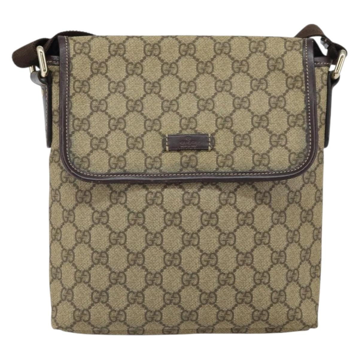 Gucci Flap Messenger GG Coated Canvas, BEIGE, PVC, Shoulder bag