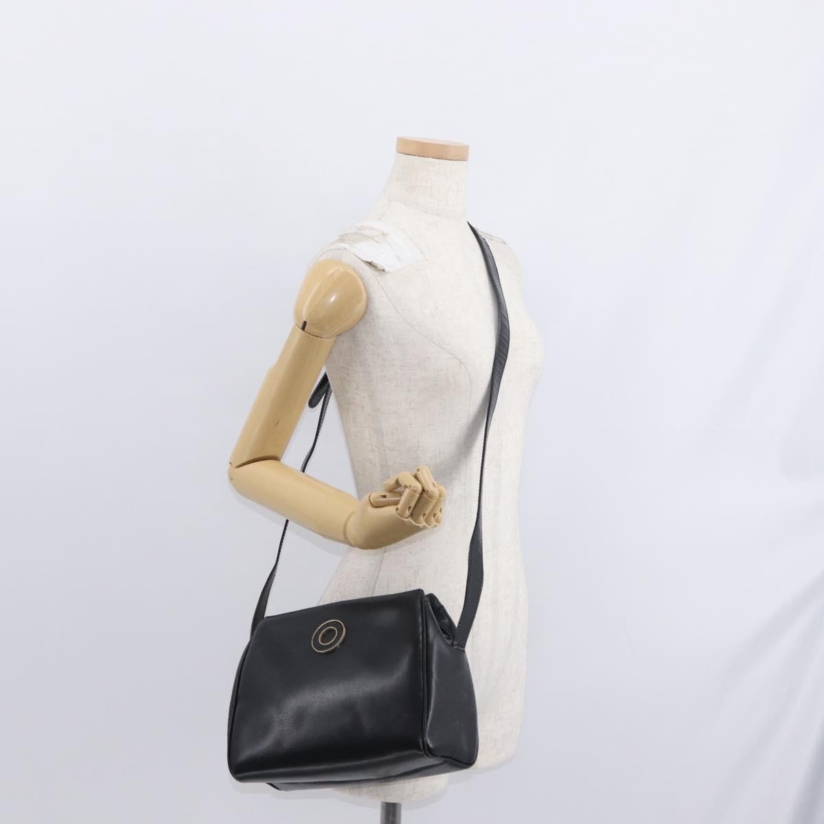 Celine Vintage Circle Logo Crossbody Bag Leather, BLACK, LEATHER, Shoulder bag
