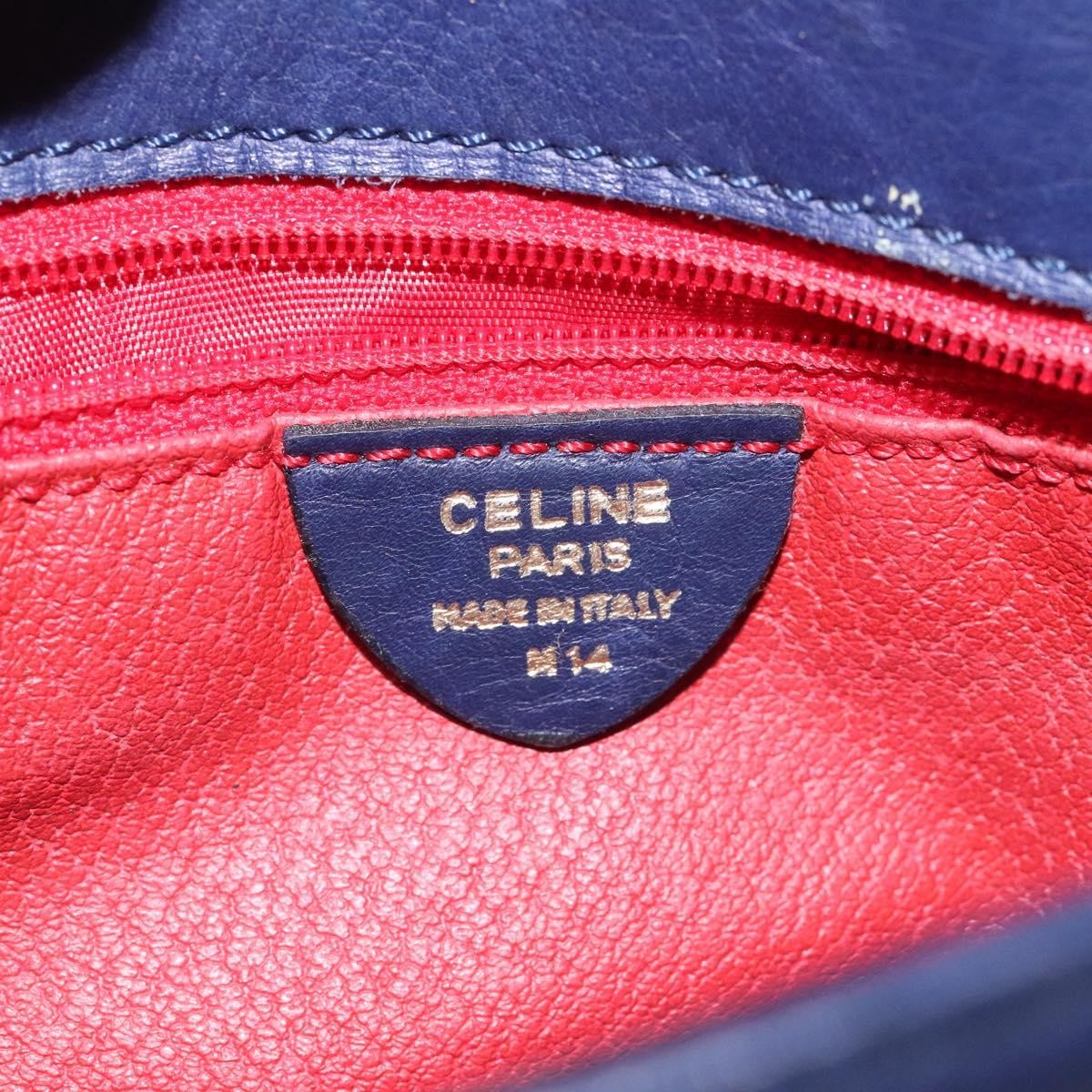 Celine Vintage Circle Logo Crossbody Bag Leather, BLUE, LEATHER, Crossbody bag