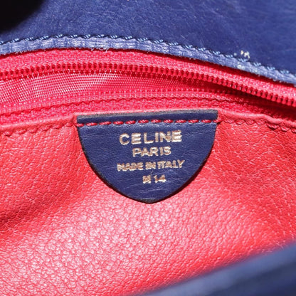 Celine Vintage Circle Logo Crossbody Bag Leather, BLUE, LEATHER, Crossbody bag