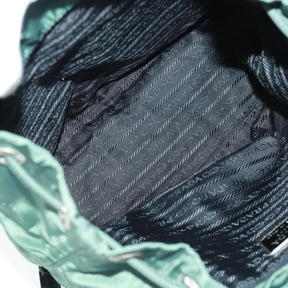 Prada Vela Double Front Pocket Backpack Tessuto with Saffiano Leather, GREEN, NYLON, Backpack