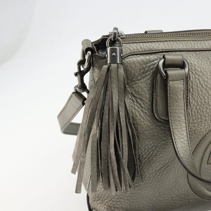 Gucci Soho Convertible Top Handle Bag Leather, Silver, Leather, Handbag