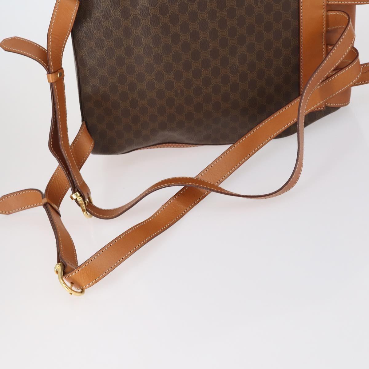 Celine Vintage Macadam Backpack Canvas and Leather, BROWN, CANVAS, Backpack