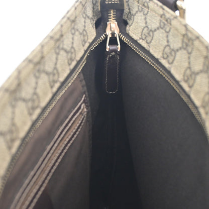 Gucci Zip Top Messenger Bag GG Coated Canvas, BROWN, CANVAS, Shoulder bag