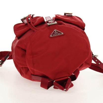 Prada Vela Double Front Pocket Backpack Tessuto with Saffiano Leather, RED, NYLON, Backpack