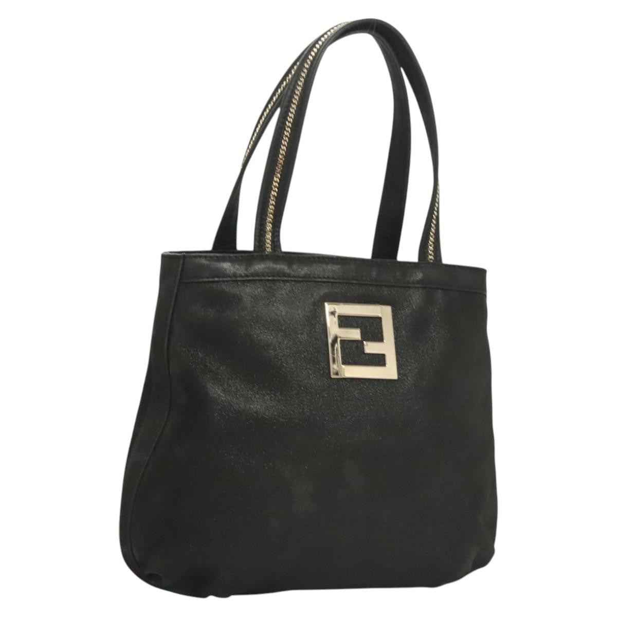 Fendi Vintage Convertible Tote Leather, BLACK, LEATHER, Tote bag