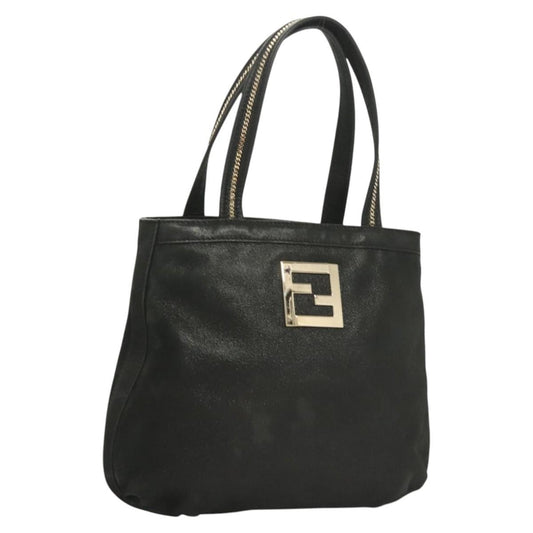 Fendi Vintage Convertible Tote Leather, BLACK, LEATHER, Tote bag