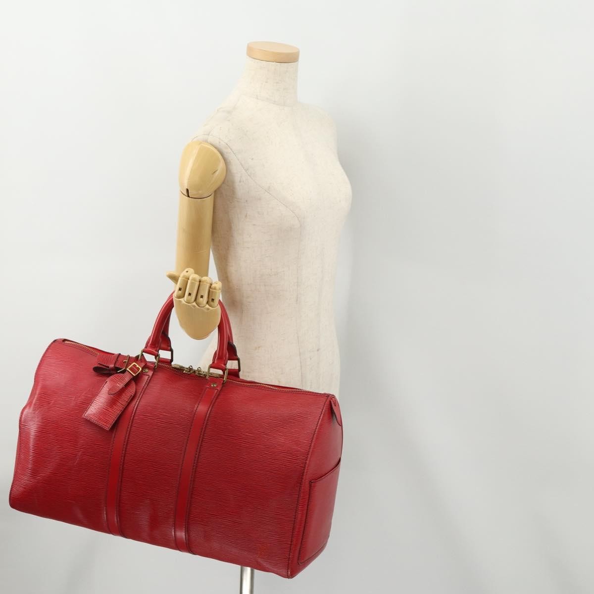 Louis Vuitton Keepall Bag Epi Leather, Red, Leather, Travel Bag
