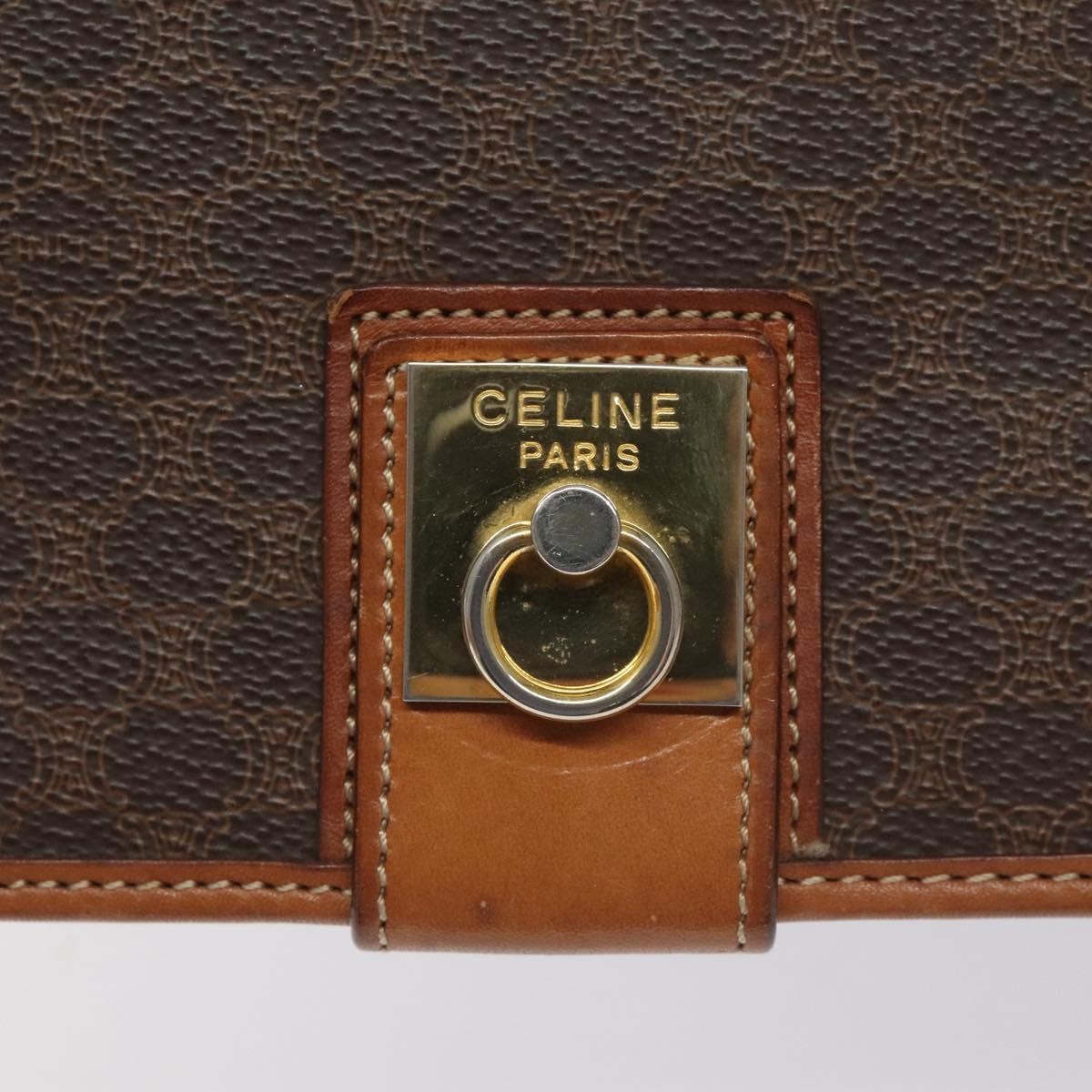 Celine Macadam Shoulder Bag PVC Leather, BROWN, CANVAS, Shoulder bag