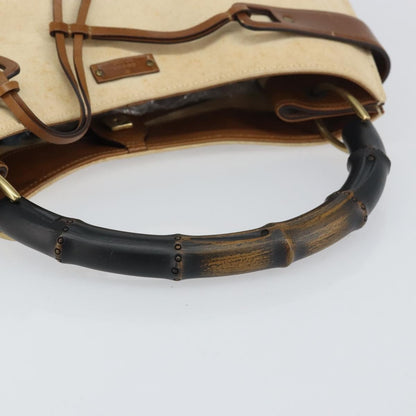 Gucci Vintage Bamboo Handle Bag Canvas, BEIGE, CANVAS, Tote bag