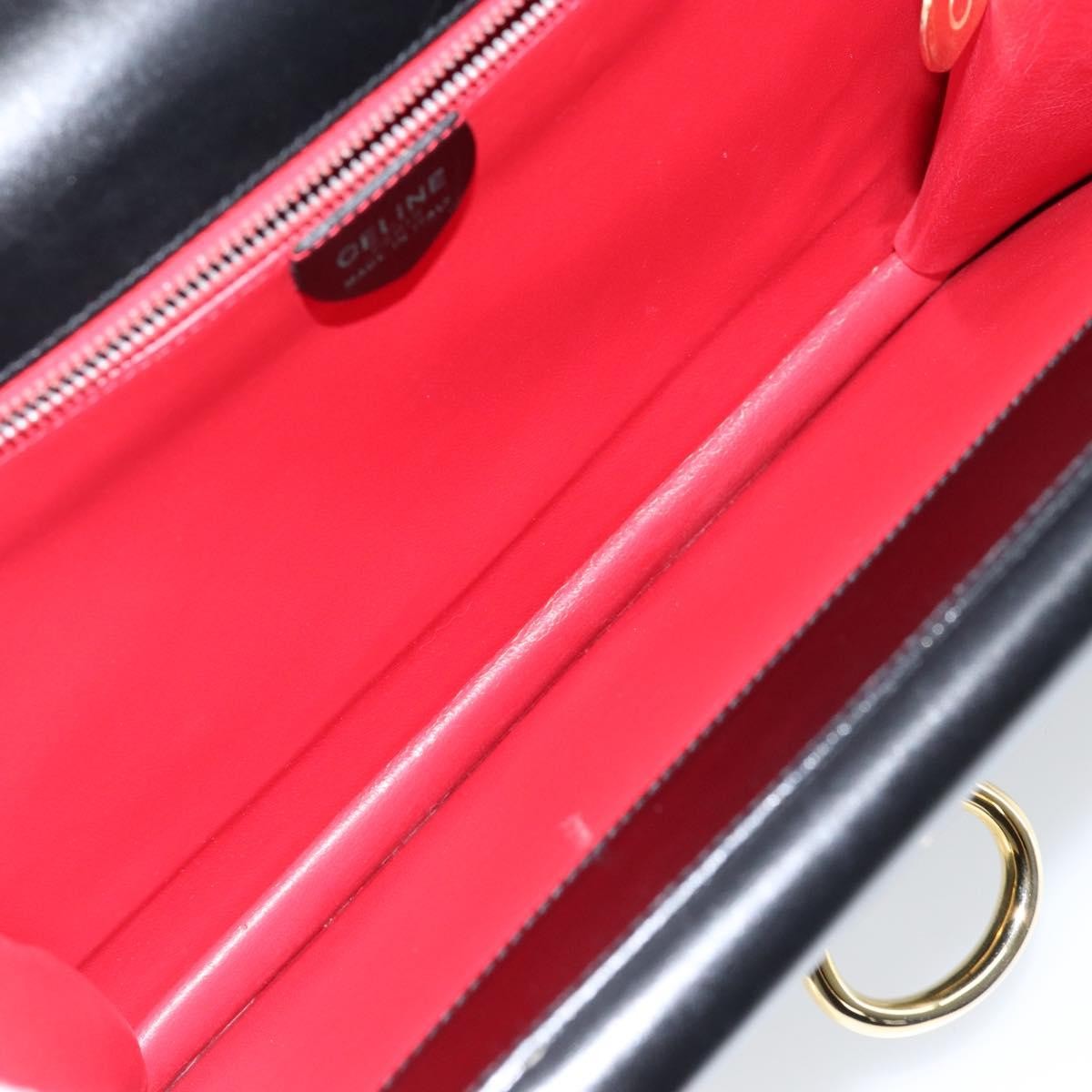 Celine Vintage Top Handle Bag Glazed Leather, BLACK, LEATHER, Handbag