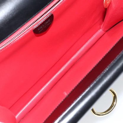 Celine Vintage Top Handle Bag Glazed Leather, BLACK, LEATHER, Handbag