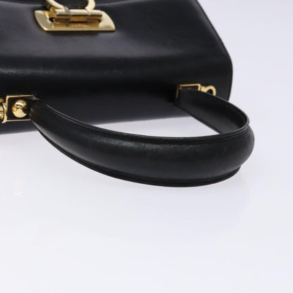 Salvatore Ferragamo Gancini Convertible Top Handle Bag Leather, BLACK, LEATHER, Handbag