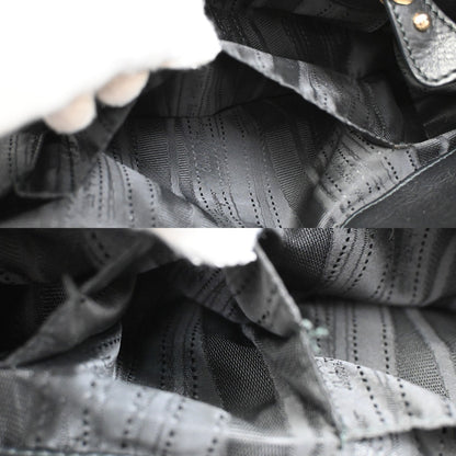 Salvatore Ferragamo Double Gancini Side Buckle Tote Leather, BLACK, LEATHER, Tote bag