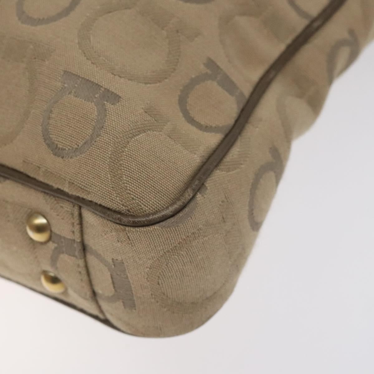 Salvatore Ferragamo Gancini Tote Gancini Canvas, BEIGE, CANVAS, Tote bag