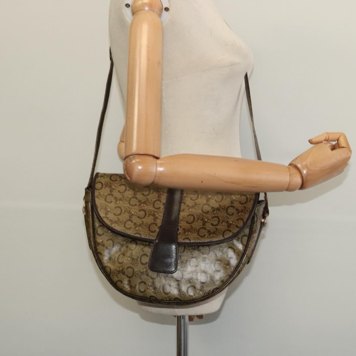 Celine C Sulky Shoulder bag Canvas and Leather, BEIGE, CANVAS, Shoulder bag