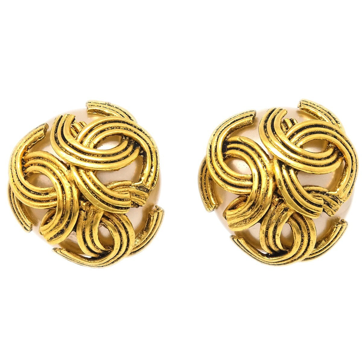 Chanel Vintage Triple cc earrings Metal, GOLD, GOLD_PLATED, Earrings